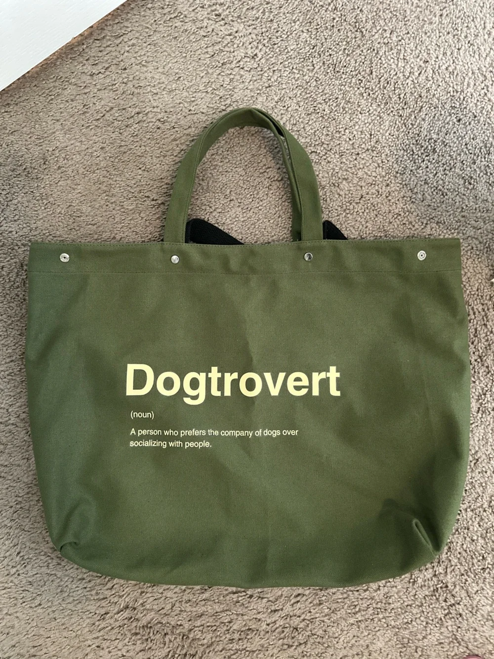 Dogtrovert Olive  Tote Bag -